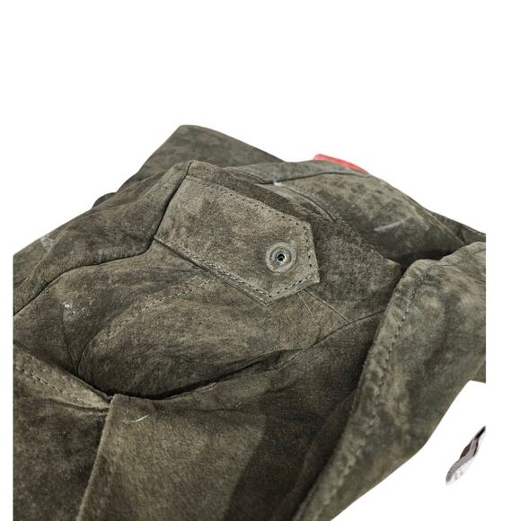 Deadstock Damaged Y2K Forever 21 L Green Suede Leather Trench Coat Whimsygoth - Picture 2 of 6